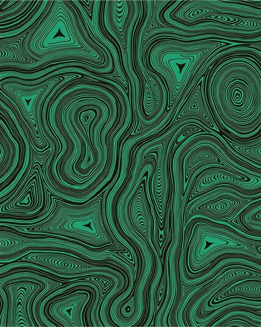 Emerald Green Swirling Lines Rug