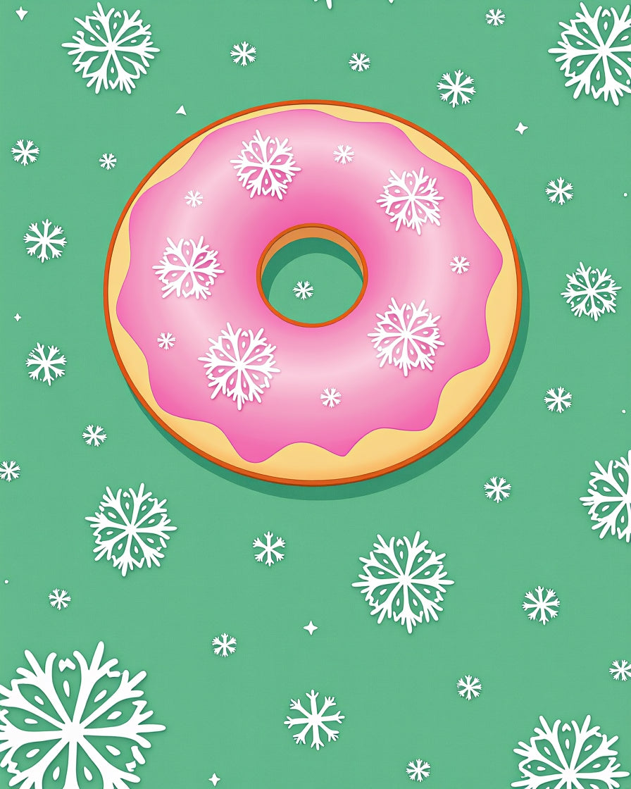Pink Frosted Donut Snowflake Sprinkle Rug