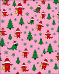 Whimsical Red Dinosaur Christmas Trees Rug