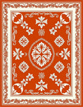 Orange and Cream Floral Medallion Rug