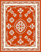 Orange and Cream Floral Medallion Rug