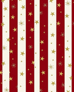 Red Cream Golden Star Stripes Rug