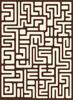 Brown Cream Maze Geometric Rug