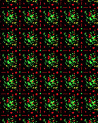 Vibrant Red Green Abstract Floral Scattered Rug