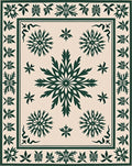 Forest Green Floral Medallion Cream Rug