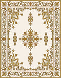 Rich Gold Leaf Scrollwork Border Rug