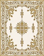 Rich Gold Leaf Scrollwork Border Rug