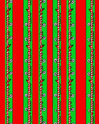 Red Green Striped Vine Swirl Rug