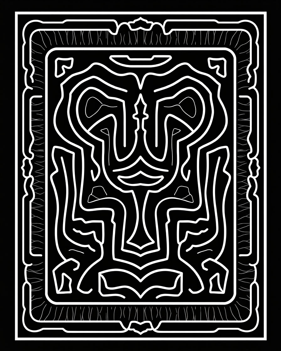 Monochromatic Labyrinth Relief Border Rug
