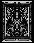 Monochromatic Labyrinth Relief Border Rug