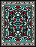 Bold Red Teal Medallion Symmetry Rug