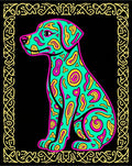 Vibrant Teal Abstract Dog Frame Rug