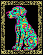 Vibrant Teal Abstract Dog Frame Rug