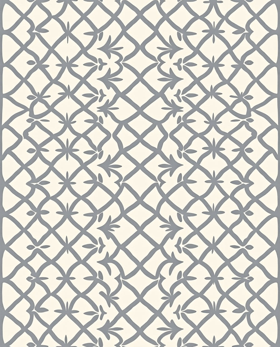 Gray Lattice Floral Harmony Rug