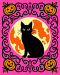 Black Cat Pumpkin Moon Frame Rug