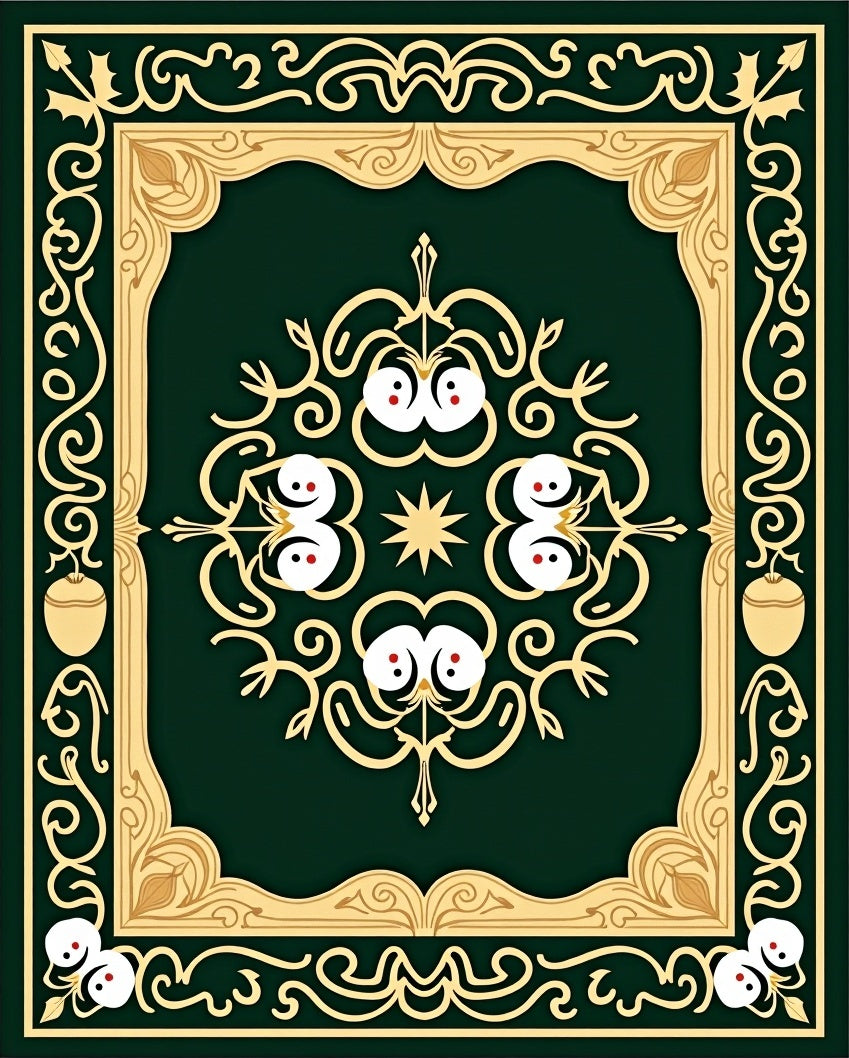 Deep Emerald Golden Arabesque Medallion Rug