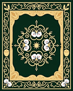 Deep Emerald Golden Arabesque Medallion Rug