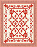 Crimson Red Floral Vine Border Rug