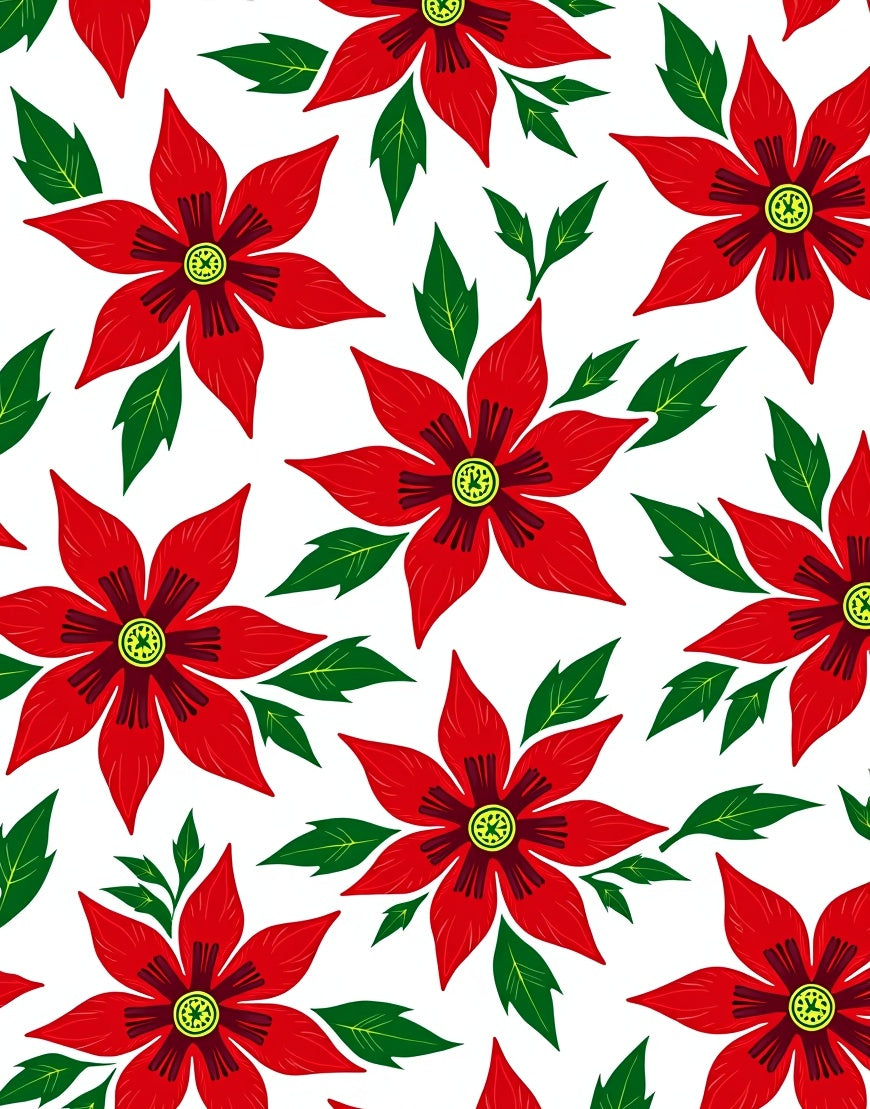 Bold Red Floral Branch Arrangement Rug