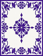 Ornate Purple Floral Border Medallion Rug