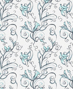 Aqua Floral Scrollwork Swirls Rug