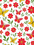 Red Yellow Butterfly Floral Whimsy Rug
