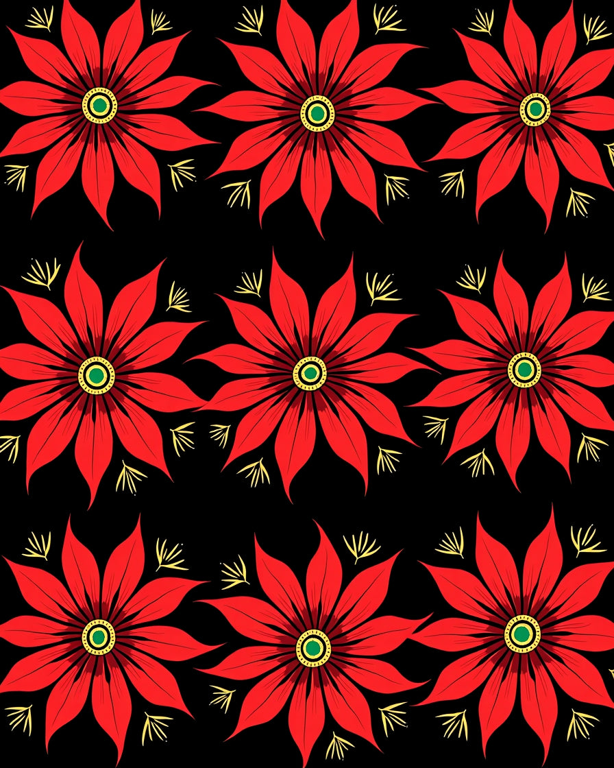 Bold Red Poinsettia Floral Arrangement Rug
