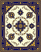 Royal Blue And Gold Medallion Rug