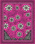 Vibrant Pink Floral Swirl Geometric Rug