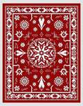 Crimson white floral centerpiece and border Rug