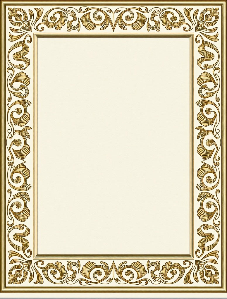 Ornate Gold Filigree Border Rug