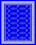 Vibrant Blue Geometric Diamond Border Rug