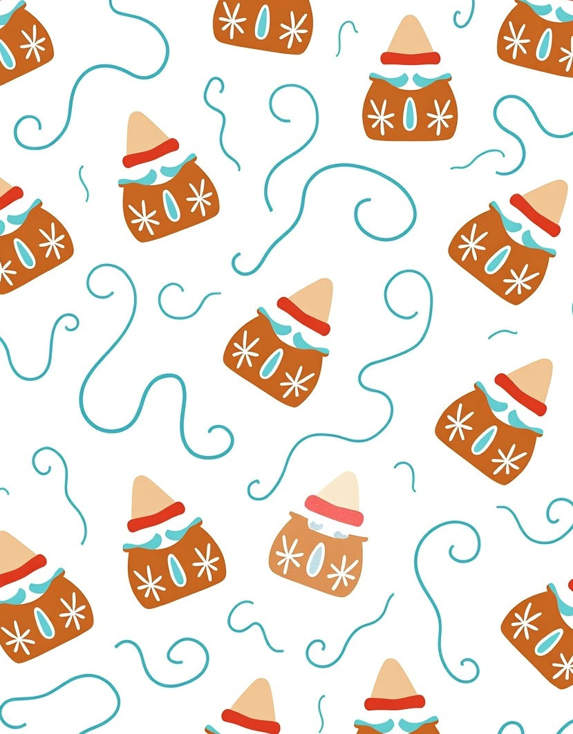 Brownhouses with Snowflakes and Swirls Rug