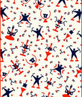 Red Blue Figures Celebration Confetti Rug