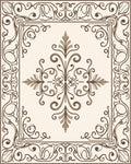 Cream Brown Floral Scrollwork Medallion Rug