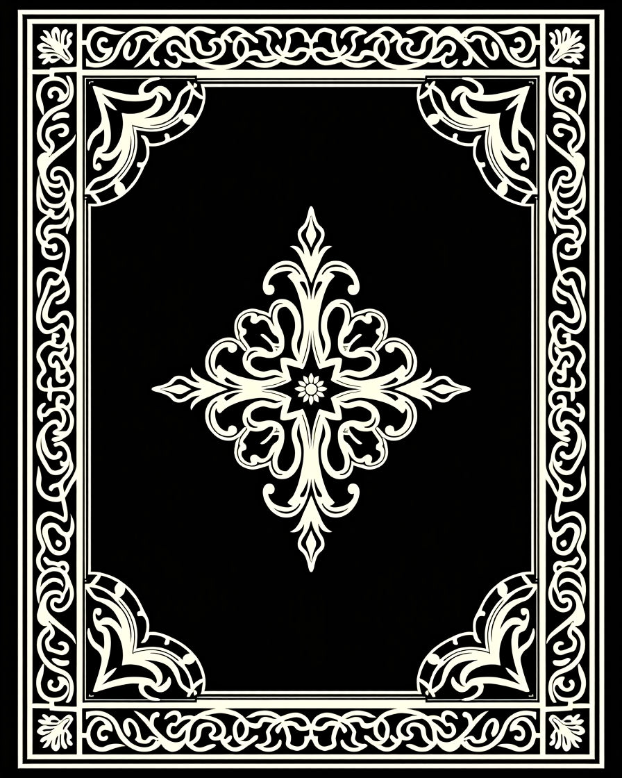 Intricate Cream Scroll Formal Centerpiece Rug