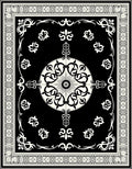 Classic Black White Medallion Border Rug
