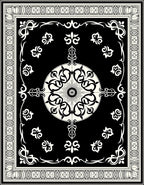 Classic Black White Medallion Border Rug
