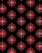 Red Floral Medallion Black Background Rug