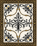 Ornate Black Gold Arabesque Floral Rug