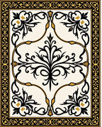 Ornate Black Gold Arabesque Floral Rug