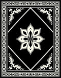 Bold Black Cream Floral Medallion Border Rug