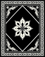 Bold Black Cream Floral Medallion Border Rug