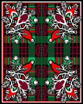 Bold Red Bird Green Plaid Fauna Rug