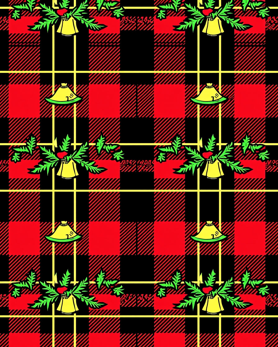 Red Black Yellow Plaid Bells Holly Rug