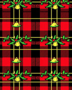 Red Black Yellow Plaid Bells Holly Rug