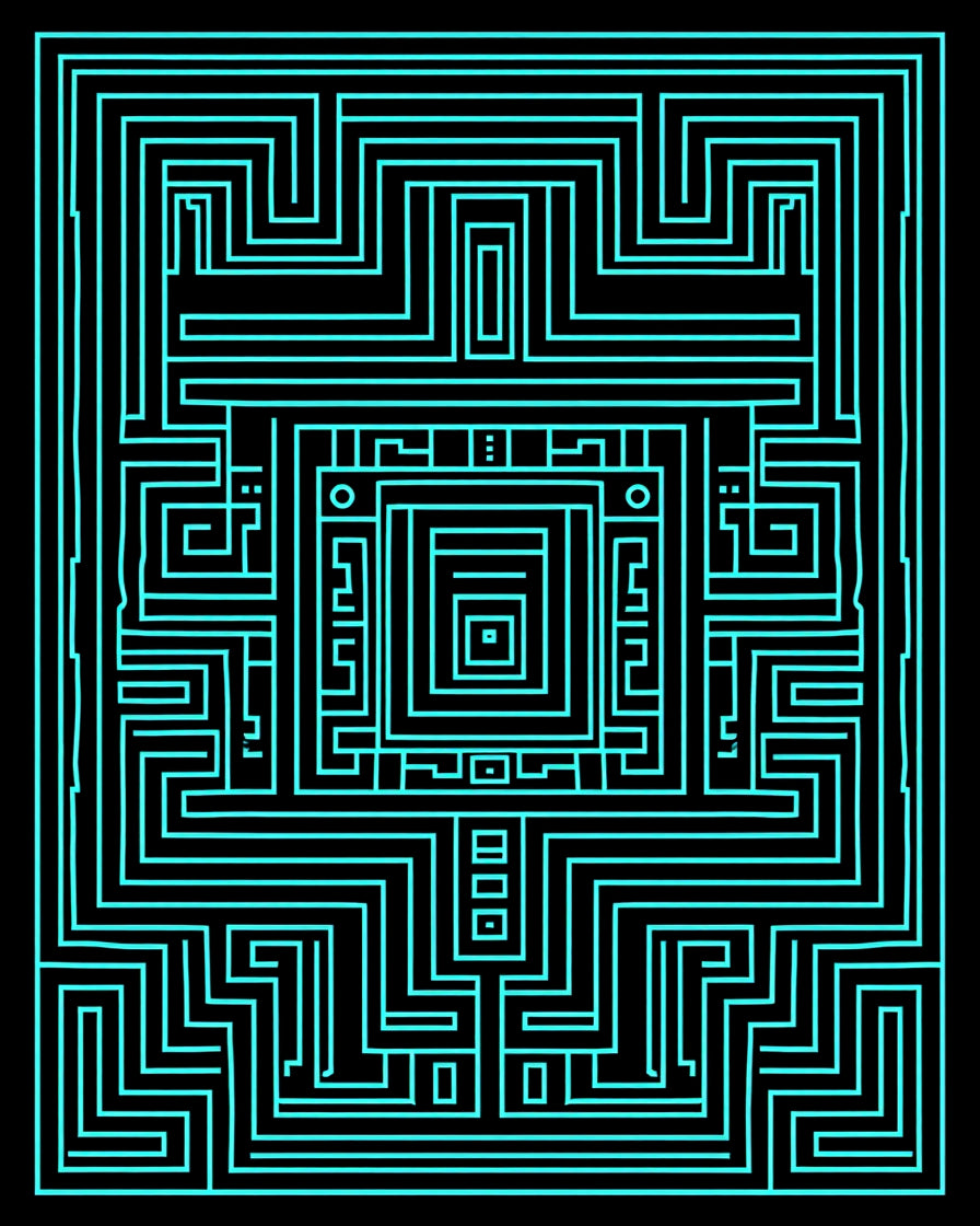 Electric Blue Maze Geometric Rug