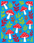 Red Spotted Mushroom Foliage Scatter Rug
