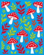 Red Spotted Mushroom Foliage Scatter Rug