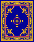 Vibrant Royal Blue Gold Floral Medallion Rug